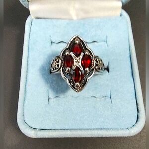 Women's Genuine Garnet & Sterling Silver ring  - Size 9